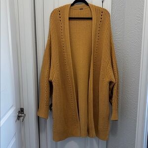Free People Nightingale Cardi Knit, Mango Mustard in Oversized Large/XL